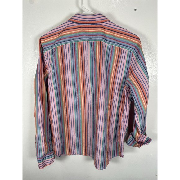 Lauren Ralph Lauren Large Button Shirt Womens Colorful Striped Long Sleeve Cotto - Picture 3 of 10